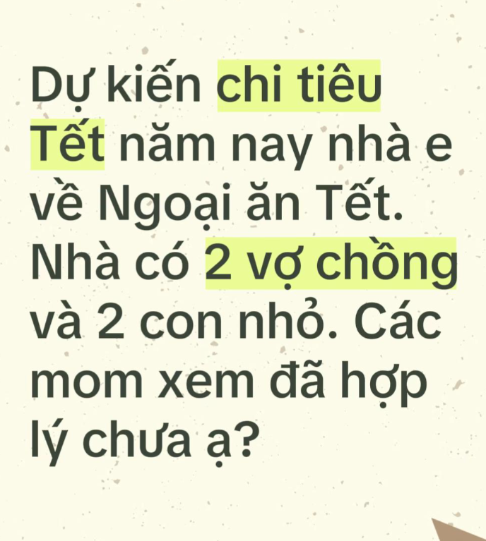 Gia đình 4 người dự trù tiêu Tết 20 triệu: Biếu nhà nội 10 triệu, nhà ngoại 1 triệu làm dậy sóng MXH- Ảnh 1.