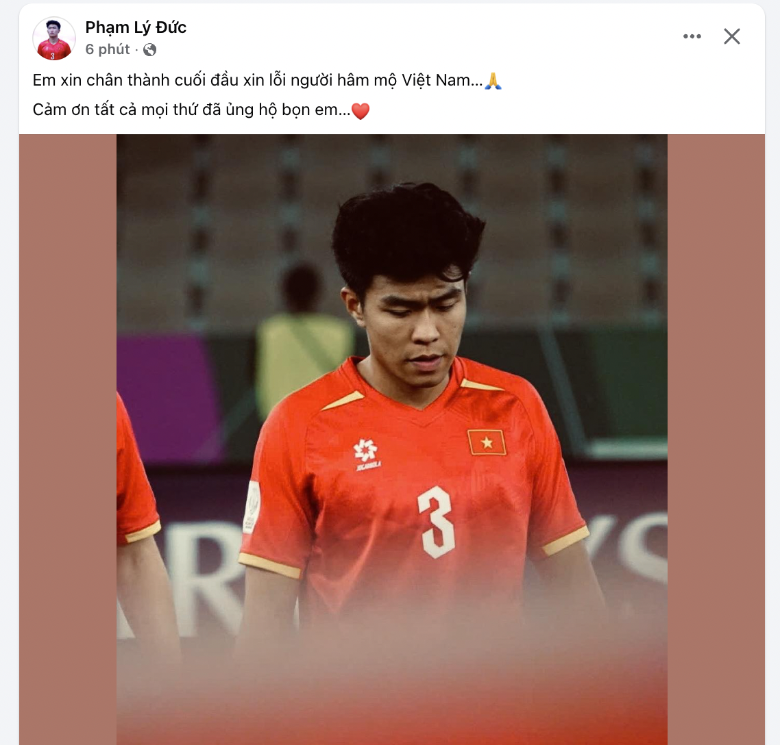 U23 Việt Nam đồng loạt xin lỗi: Cùng nhau chiến thắng, cùng nhau thất bại- Ảnh 2. U23 Việt Nam đồng loạt xin lỗi: Cùng nhau chiến thắng, cùng nhau thất bại- Ảnh 2.