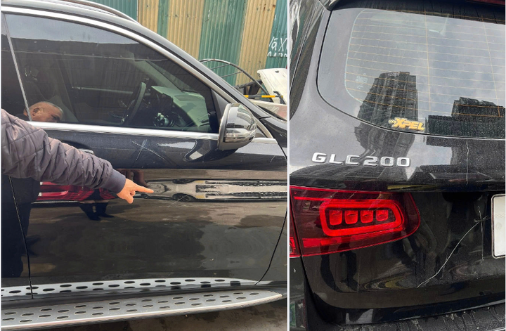 Điều tra vụ &ocirc; t&ocirc; Mercedes GLC200 bị ph&aacute; họai khi đỗ tr&ecirc;n vỉa h&egrave; H&agrave; Nội - Ảnh 1.