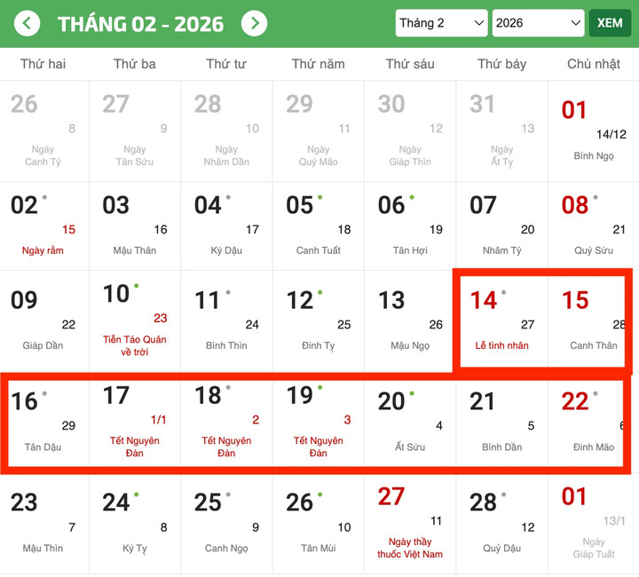 Lịch nghỉ Tết Nguy&ecirc;n đ&aacute;n B&iacute;nh Ngọ 2026 v&agrave; c&aacute;c kỳ nghỉ d&agrave;i trong năm - Ảnh 1.