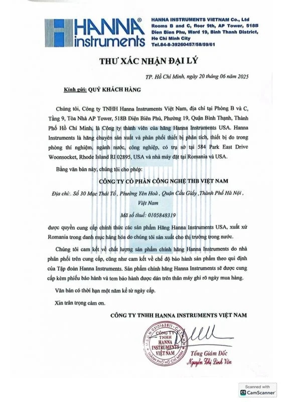 THB Việt Nam - Đại l&yacute; ph&acirc;n phối m&aacute;y đo pH Hanna ch&iacute;nh h&atilde;ng tr&ecirc;n to&agrave;n quốc - Ảnh 2.