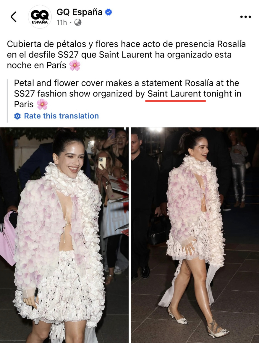 Rosal&iacute;a g&acirc;y Nhầm lẫn khi mặc Dior nhưng lại bị tưởng l&agrave; kh&aacute;ch mời Saint Laurent - Ảnh 5.
