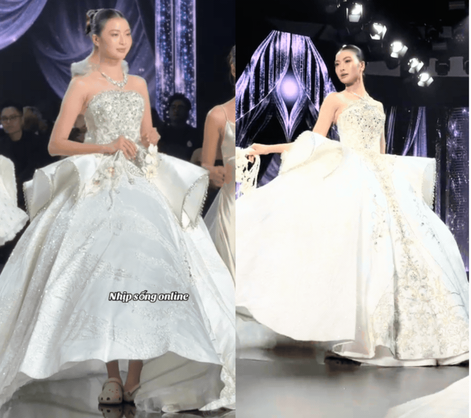 Show thời trang Việt 2026: Mẫu v&aacute;y cưới v&agrave; d&eacute;p Crocs g&acirc;y tranh c&atilde;i - Ảnh 2.