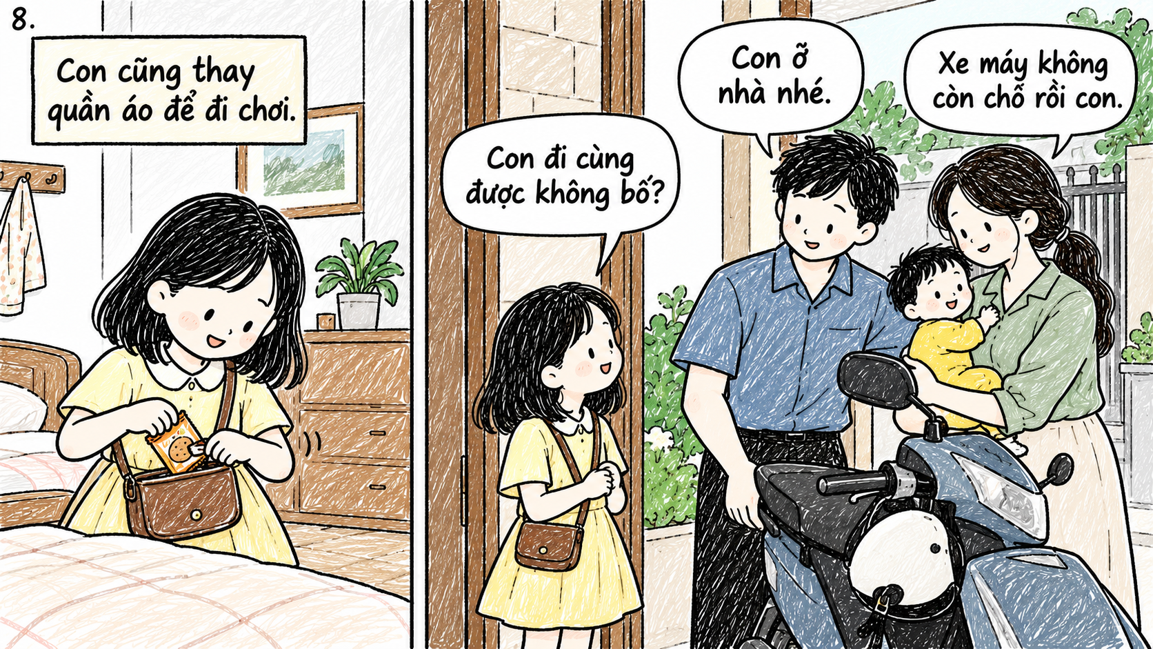 Chiếc xe máy chỉ đủ chỗ cho bố và mẹ kế chở em bé đi chơi, vậy thì trong căn nhà này còn chỗ nào cho con không?- Ảnh 8.