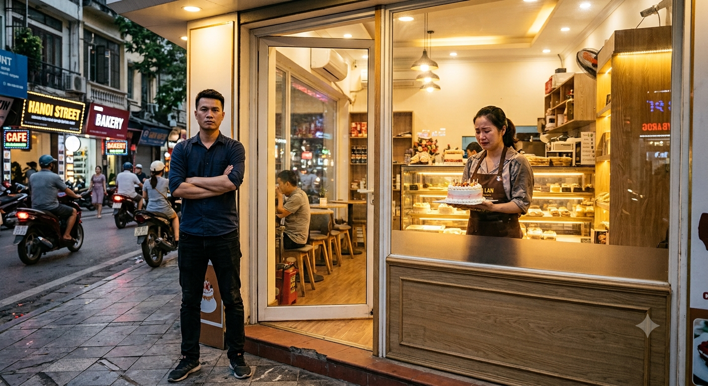 Chuyển tiệm b&aacute;nh đến 2 lần để trốn chồng cũ, t&ocirc;i vẫn bị anh ta t&igrave;m ra: Lời tuy&ecirc;n bố trước cửa h&agrave;ng khiến t&ocirc;i lạnh sống lưng- Ảnh 1.