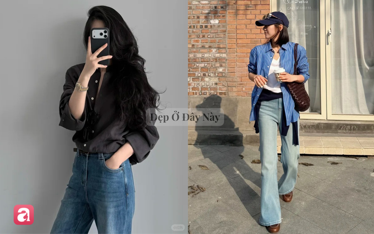 Sơ mi d&agrave;i tay v&agrave; quần jeans: Combo mặc l&agrave; trẻ, lại c&ograve;n rất sang trong m&ugrave;a thu - Ảnh 2.