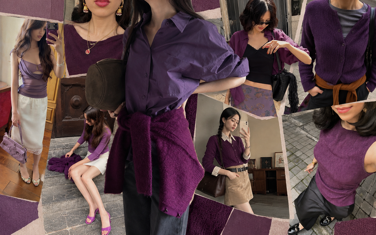 M&agrave;u t&iacute;m mận - hot trend thời trang m&ugrave;a thu 2026 bạn kh&ocirc;ng thể bỏ lỡ - Ảnh 1.