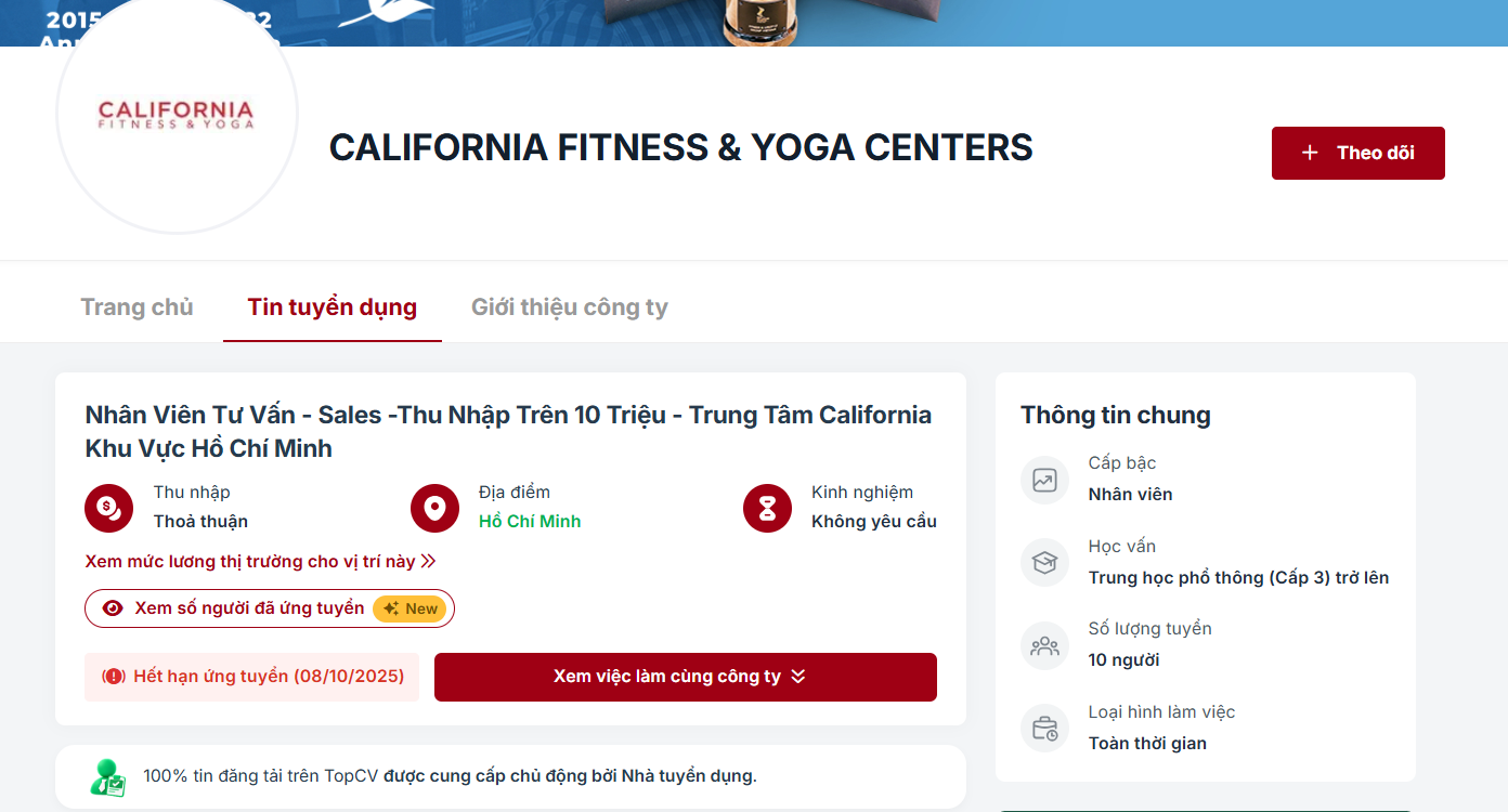 California Fitness&Yoga tuyển dụng nh&acirc;n vi&ecirc;n lương cao , kh&ocirc;ng y&ecirc;u cầu kinh nghiệm 2026 - Ảnh 5.