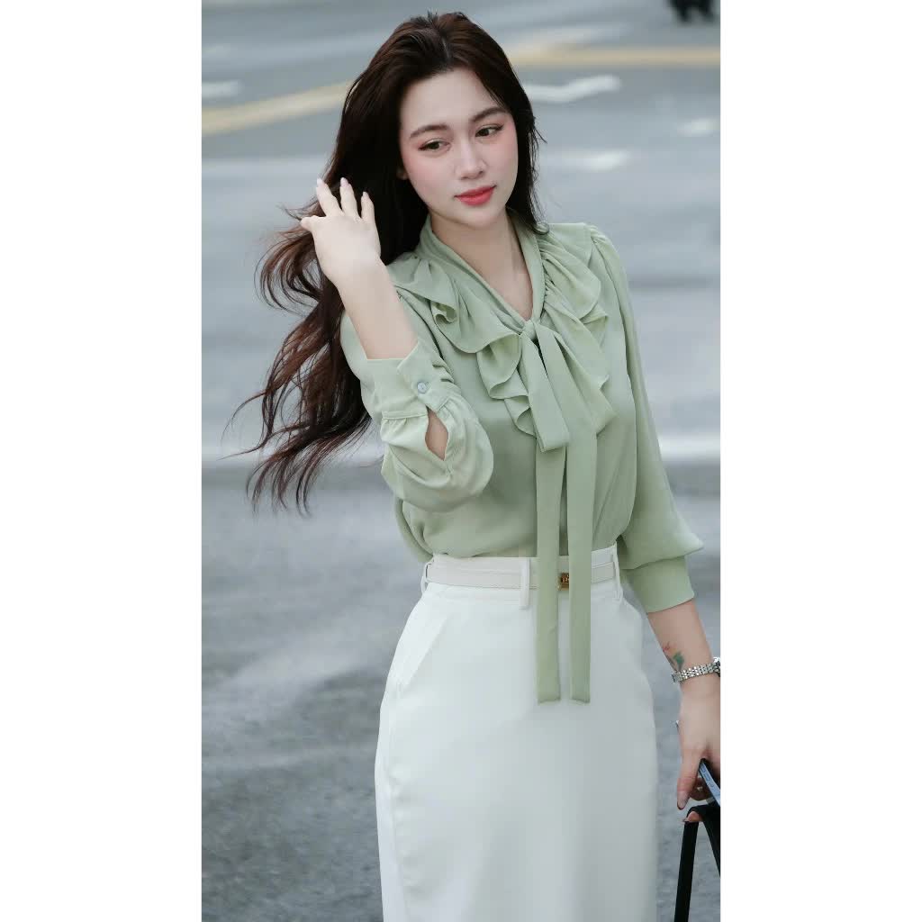 Sơ mi cổ nơ: Chiếc &aacute;o chuẩn 