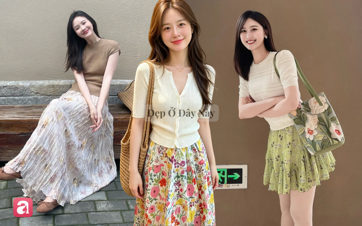 Ch&acirc;n v&aacute;y họa tiết hoa: Item đ&aacute;ng sắm, vừa nữ t&iacute;nh vừa l&agrave;m bừng s&aacute;ng style ng&agrave;y thu - Ảnh 1.