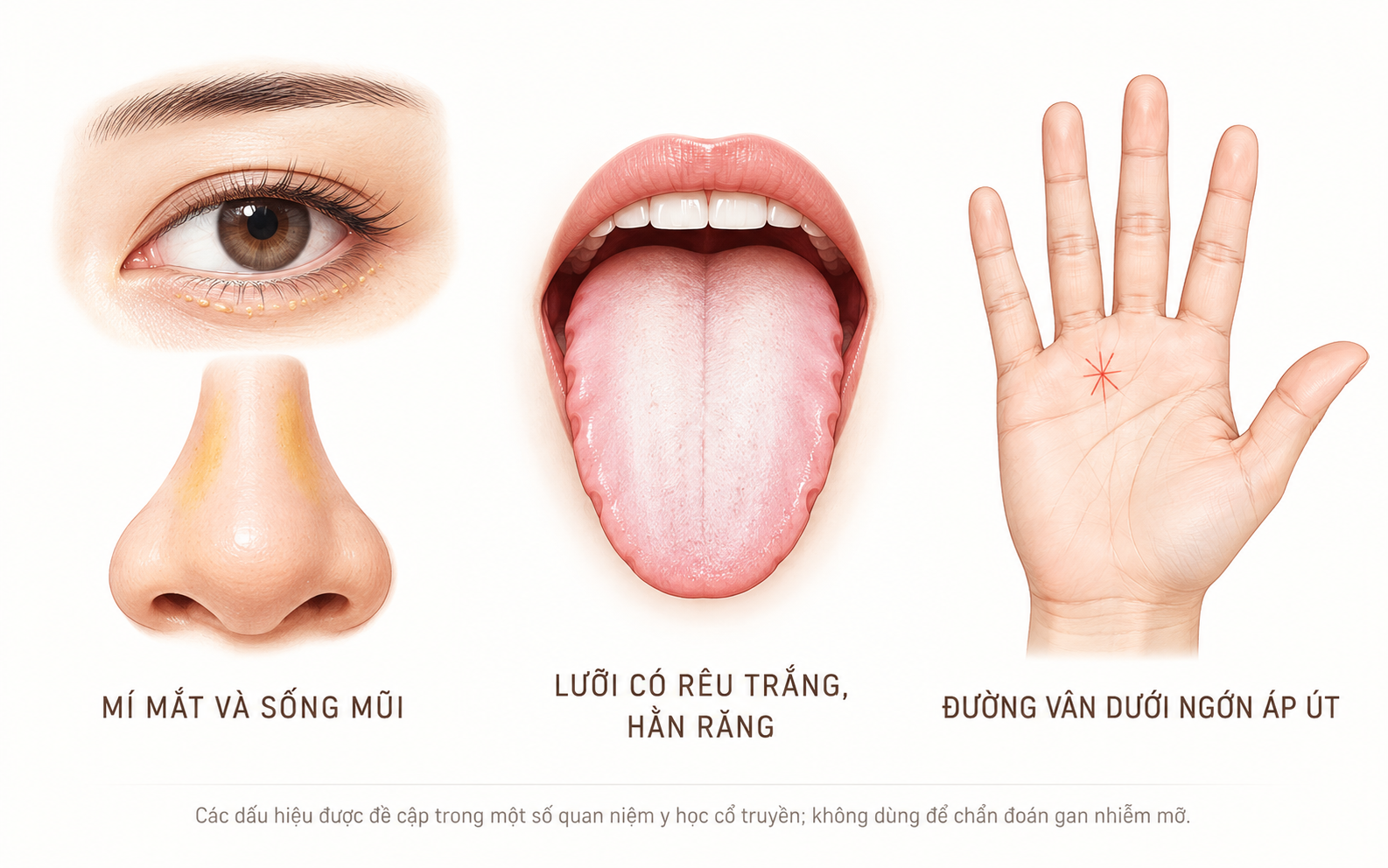 Gan nhiễm mỡ c&oacute; thể nhận biết qua khu&ocirc;n mặt: 3 dấu hiệu tr&ecirc;n cơ thể cảnh b&aacute;o bệnh, bao gồm cả đường chỉ tay v&agrave; lưỡi - Ảnh 2.