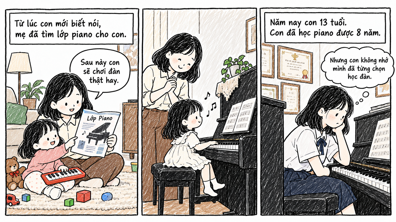 Mẹ bắt con g&aacute;i học piano suốt 8 năm trời m&agrave; chẳng bận t&acirc;m con c&oacute; muốn hay kh&ocirc;ng, biết l&yacute; do c&agrave;ng khiến con th&ecirc;m buồn l&ograve;ng- Ảnh 1.