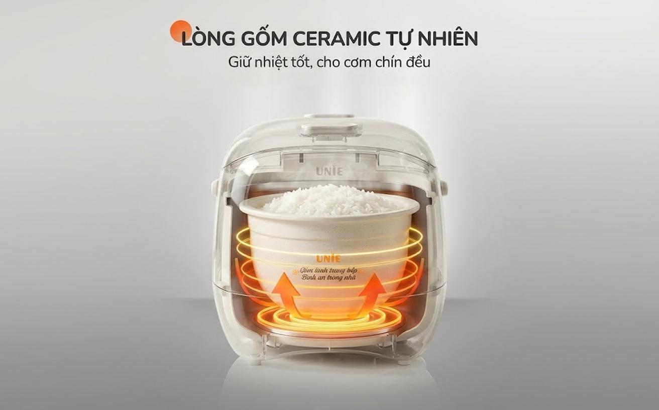 B&iacute; quyết giữ cơm ngon trọn vị suốt 24 giờ nhờ l&ograve;ng gốm Ceramic l&agrave;nh t&iacute;nh từ Unie - Ảnh 1.