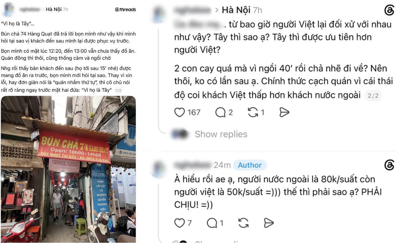 Chủ b&uacute;n chả h&agrave;ng Quạt phản hồi về việc ưu ti&ecirc;n kh&aacute;ch T&acirc;y hơn kh&aacute;ch Việt - Ảnh 1.