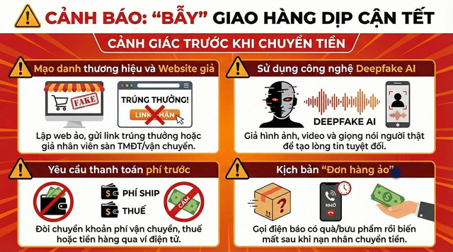 Cảnh báo bẫy giao hàng dịp Tết: Người dân cần thận trọng khi chuyển tiền - Ảnh 1. Cảnh báo bẫy giao hàng dịp Tết: Người dân cần thận trọng khi chuyển tiền - Ảnh 1.