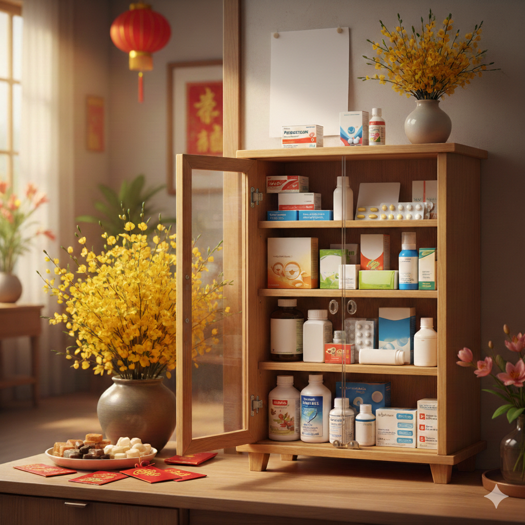 Checklist tủ thuốc gia đ&igrave;nh ng&agrave;y Tết: Chuẩn bị kỹ để đ&oacute;n Xu&acirc;n an vui - Ảnh 1.