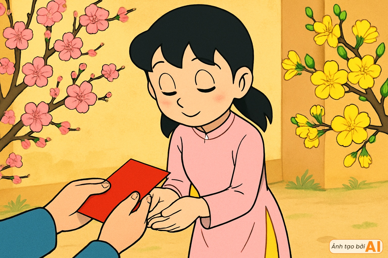 Nếu đến Việt Nam đ&oacute;n Tết, nh&oacute;m bạn Doraemon tự nhi&ecirc;n được l&igrave; x&igrave;: Người ngượng ng&ugrave;ng cảm ơn, người nhận nhanh như gi&oacute;- Ảnh 5.