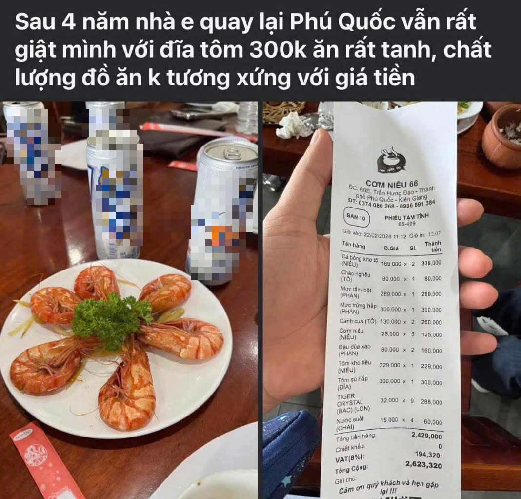 Mạng x&atilde; hội tranh luận về dĩa t&ocirc;m 300 . 000 Đồng ở Ph&uacute; Quốc dịp Tết 2026 - Ảnh 1.