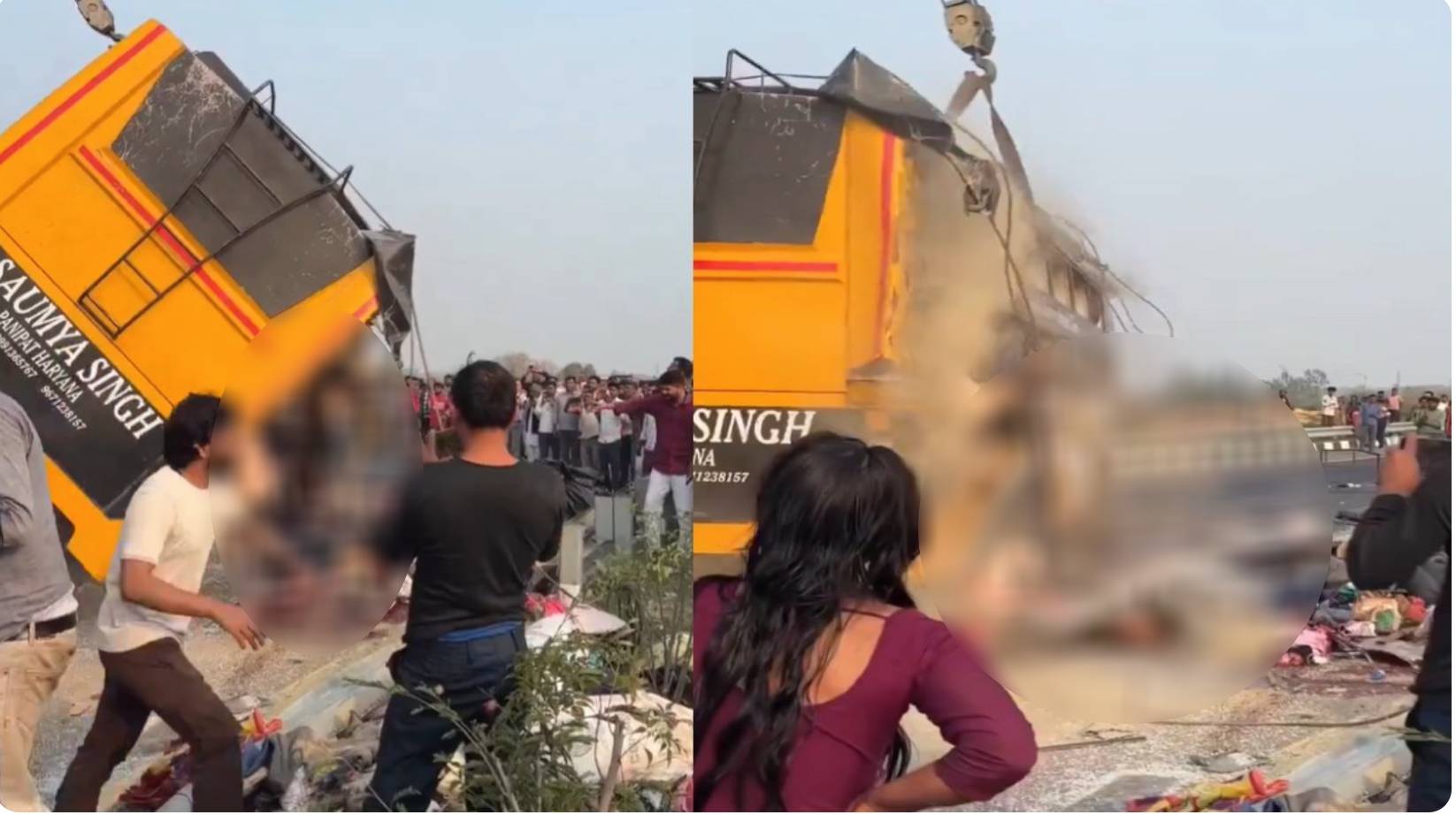 Cảnh tượng lật xe bu&yacute;t 2 tầng ở Lucknow: 7 người chết , 21 người bị thương - Ảnh 1.