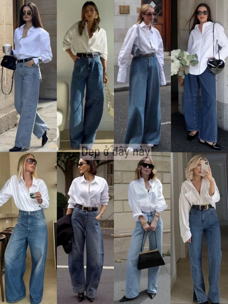 Sơ mi trắng v&agrave; quần jeans ống rộng: C&ocirc;ng thức &ldquo;đinh&rdquo; 2026 cho vẻ đẹp tối giản m&agrave; vẫn sang tuyệt đối - Ảnh 1.