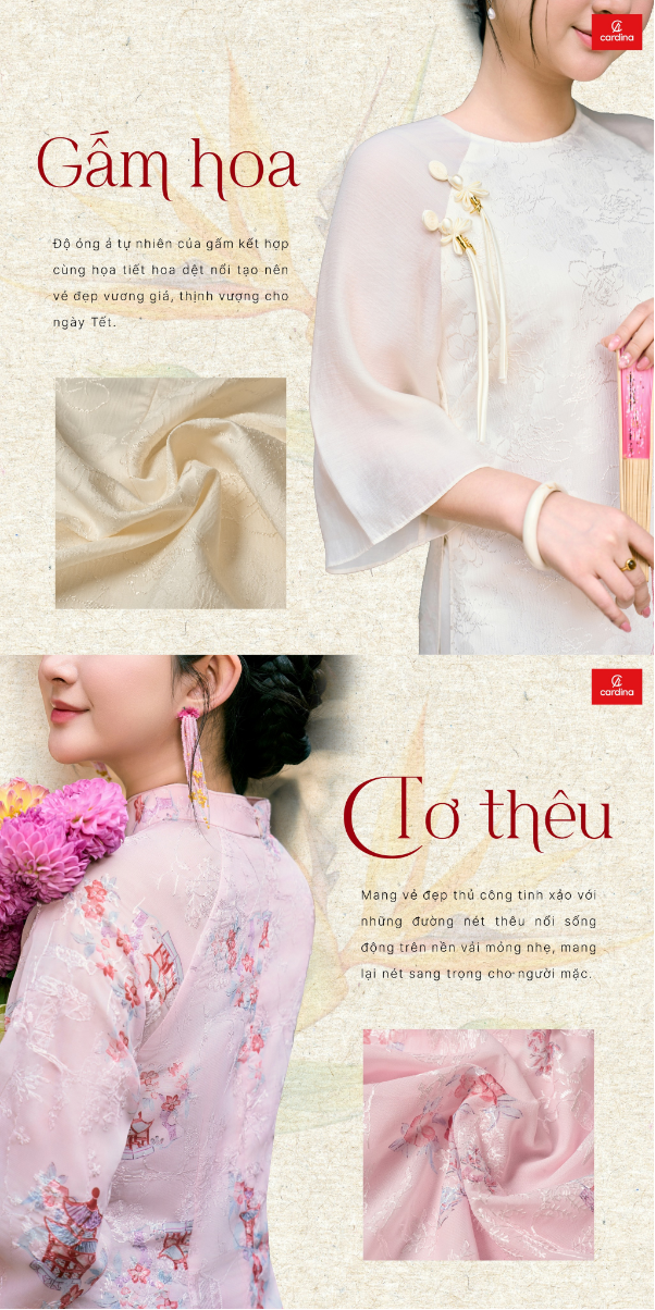 4 chất liệu thượng hạng l&agrave;m n&ecirc;n 'linh hồn' BST &Aacute;o d&agrave;i Tết 2026 của Cardina - Ảnh 1.
