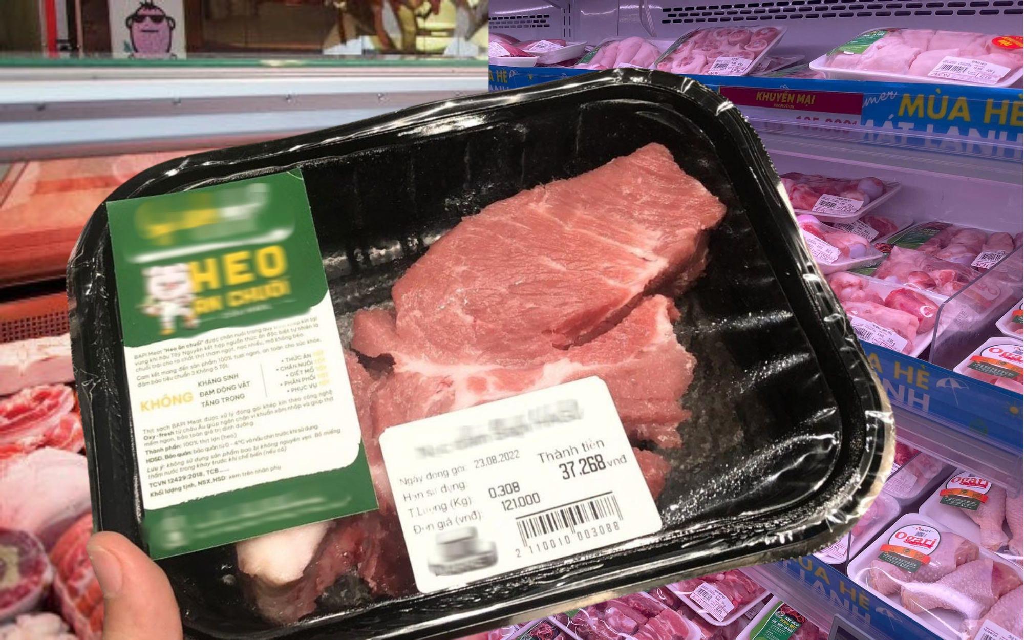 Thịt heo đ&oacute;ng khay trong si&ecirc;u thị: Nh&acirc;n vi&ecirc;n n&oacute;i thẳng 