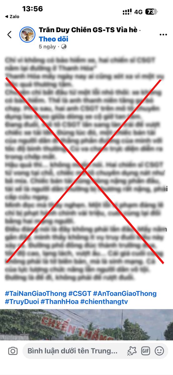 Th&ocirc;ng tin sai sự thật về 2 CSGT Thanh H&oacute;a tử vong khi truy đuổi vi phạm giao th&ocirc;ng - Ảnh 2.