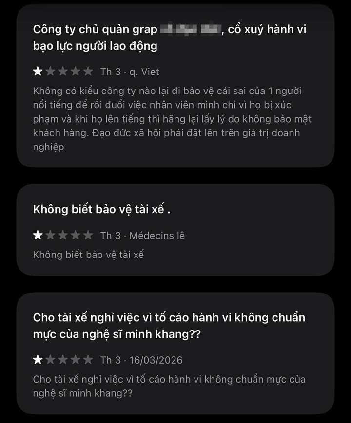 Grab nhận 'b&atilde;o' đ&aacute;nh gi&aacute; 1 sao sau vụ kh&oacute;a t&agrave;i khoản nhạc sĩ Minh Khang - Ảnh 3.