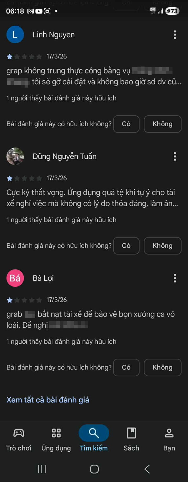 Grab nhận 'b&atilde;o' đ&aacute;nh gi&aacute; 1 sao sau vụ kh&oacute;a t&agrave;i khoản nhạc sĩ Minh Khang - Ảnh 1.
