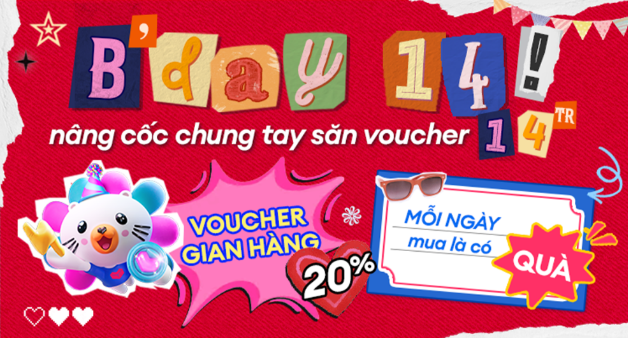 Sinh nhật Lazada 14 tuổi ai cũng c&oacute; qu&agrave;: 