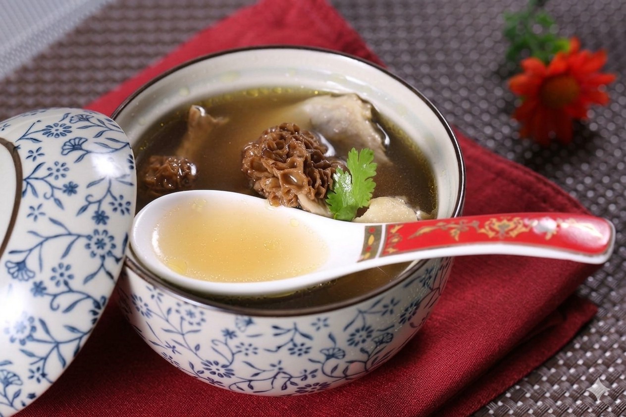 Công thức chi tiết cho món súp bí đao, ngô và sườn heo, và súp nấm morel - Ảnh 3.