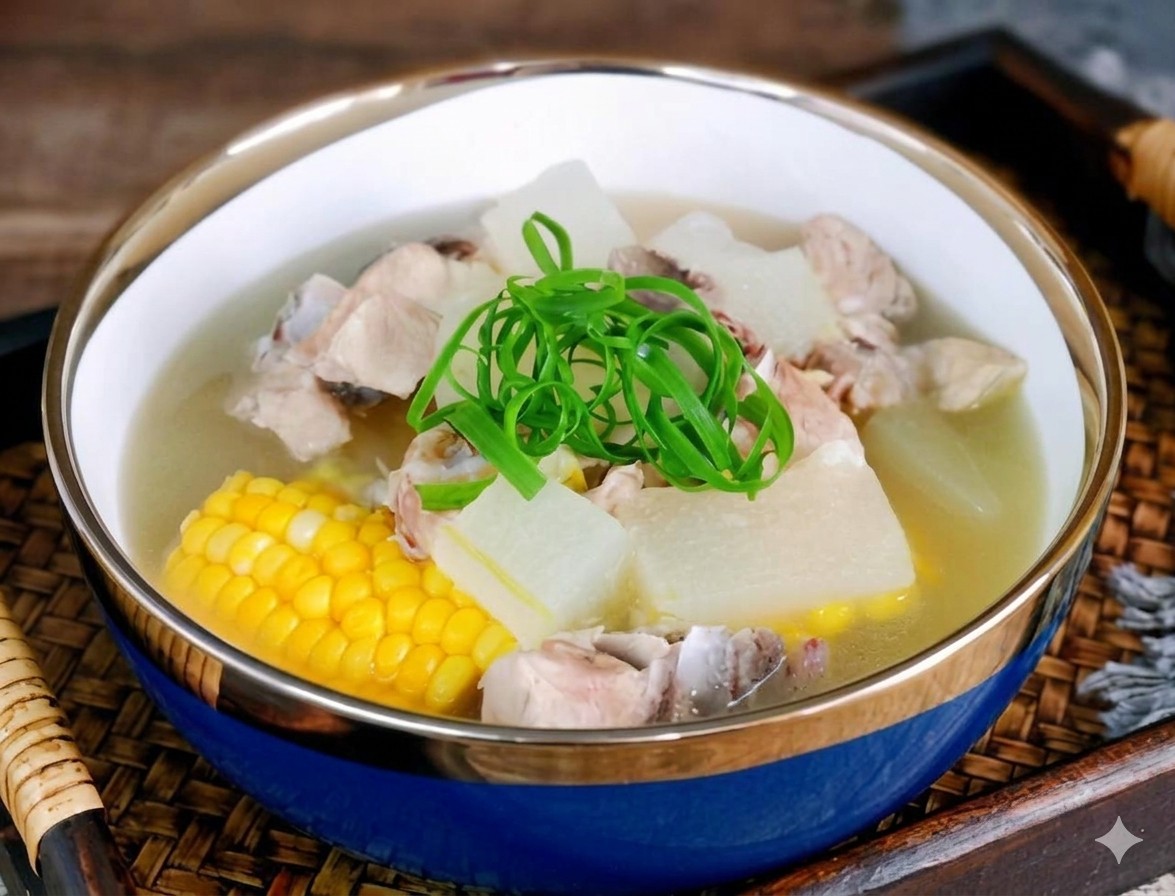 Công thức chi tiết cho món súp bí đao, ngô và sườn heo, và súp nấm morel - Ảnh 1.