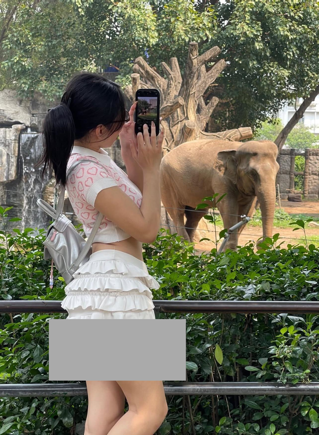 H&igrave;nh ảnh c&ocirc; g&aacute;i mặc v&aacute;y ngắn ở Thảo Cầm Vi&ecirc;n g&acirc;y tranh c&atilde;i mạnh mẽ - Ảnh 1.