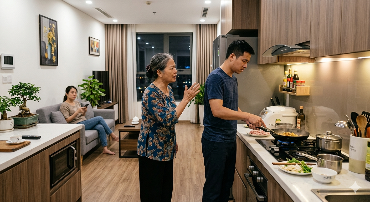 T&ocirc;i tự nguyện rửa b&aacute;t nấu cơm mỗi ng&agrave;y, nhưng khi mẹ l&ecirc;n chơi, b&agrave; n&oacute;i một c&acirc;u khiến t&ocirc;i suy nghĩ m&atilde;i - Ảnh 1.