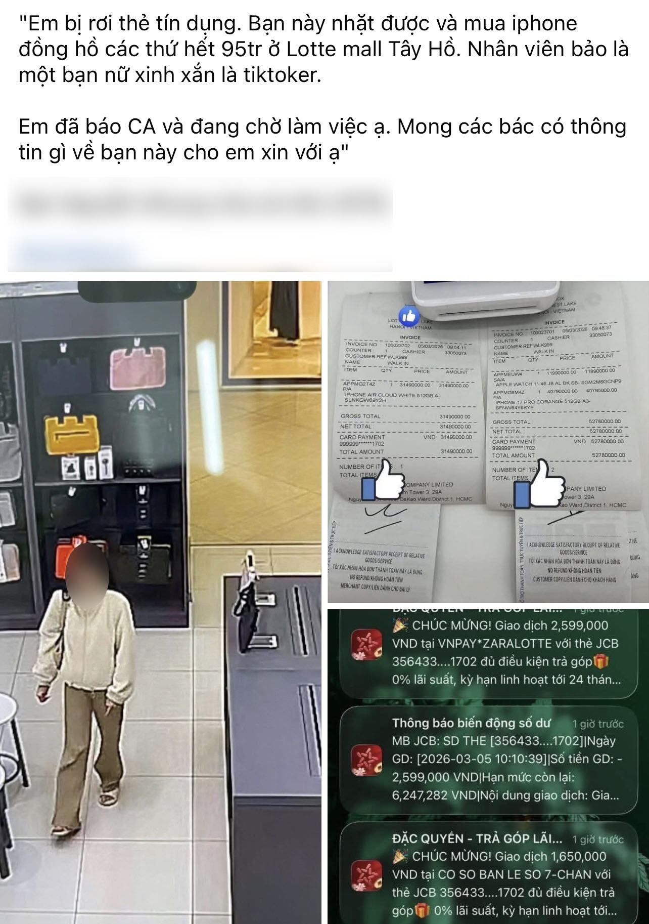 Nữ Tiktoker ti&ecirc;u tiền thẻ t&iacute;n dụng nhặt được: C&ocirc;ng an v&agrave;o cuộc điều tra - Ảnh 1.