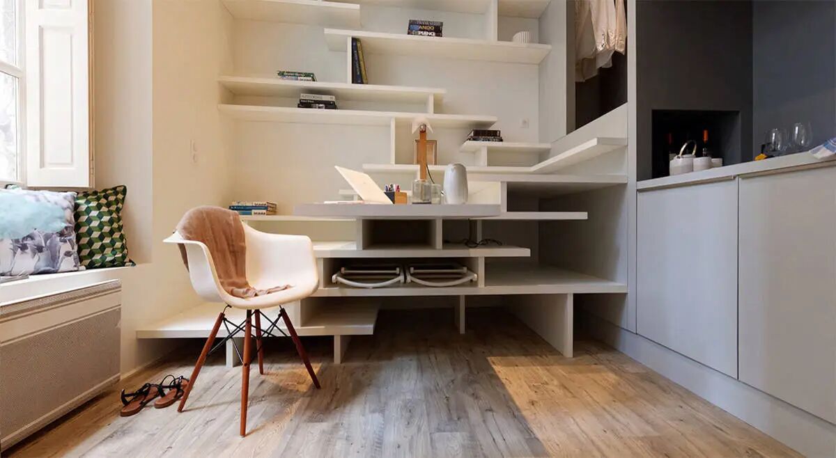 Căn hộ 27m&sup2; cũ n&aacute;t lột x&aacute;c kh&oacute; tin: Nh&eacute;t đủ giường đ&ocirc;i, bếp, b&agrave;n học trong 1 khối nội thất - Ảnh 6.