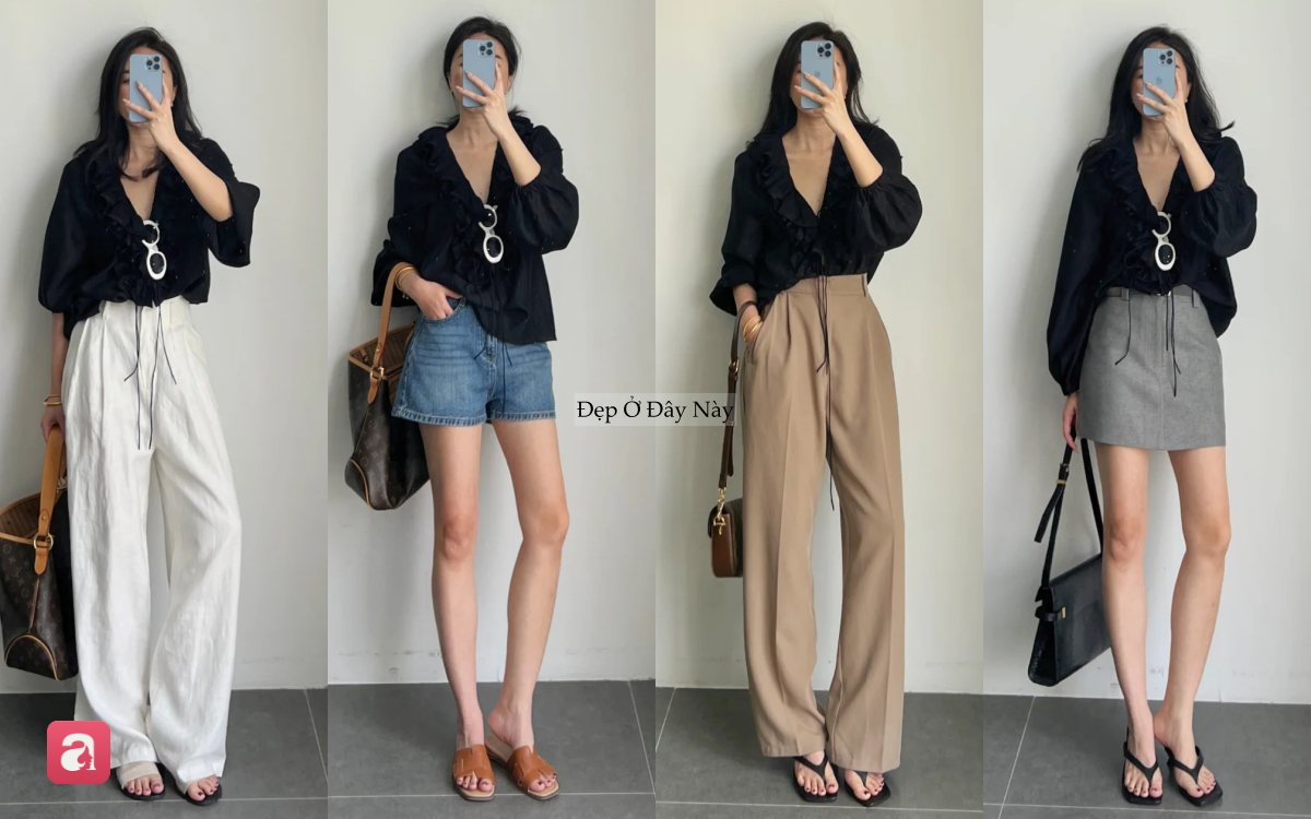 Mặc đẹp cả tuần chỉ với 1 chiếc áo blouse đen: Từ đi làm tới dạo phố đều hợp cả - Ảnh 1.