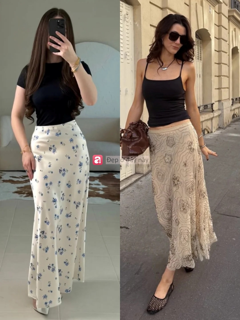 8 c&aacute;ch phối ch&acirc;n v&aacute;y hoa nh&iacute; gi&uacute;p n&agrave;ng mặc đẹp từ c&ocirc;ng sở đến đi biển - Ảnh 5.