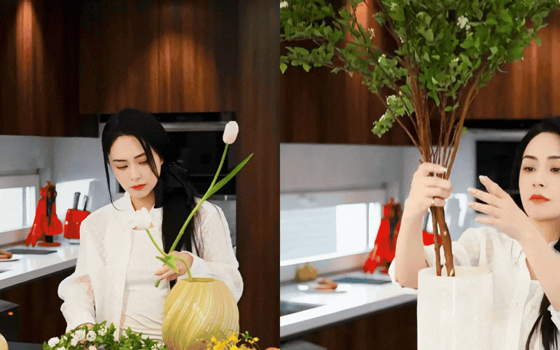 Học Chung Hân Đồng bí quyết cắm hoa và làm nến thơm cho không gian sống thêm chill - Ảnh 1.