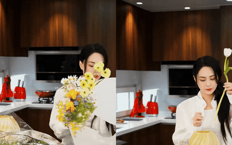 Học Chung Hân Đồng bí quyết cắm hoa và làm nến thơm cho không gian sống thêm chill - Ảnh 2.