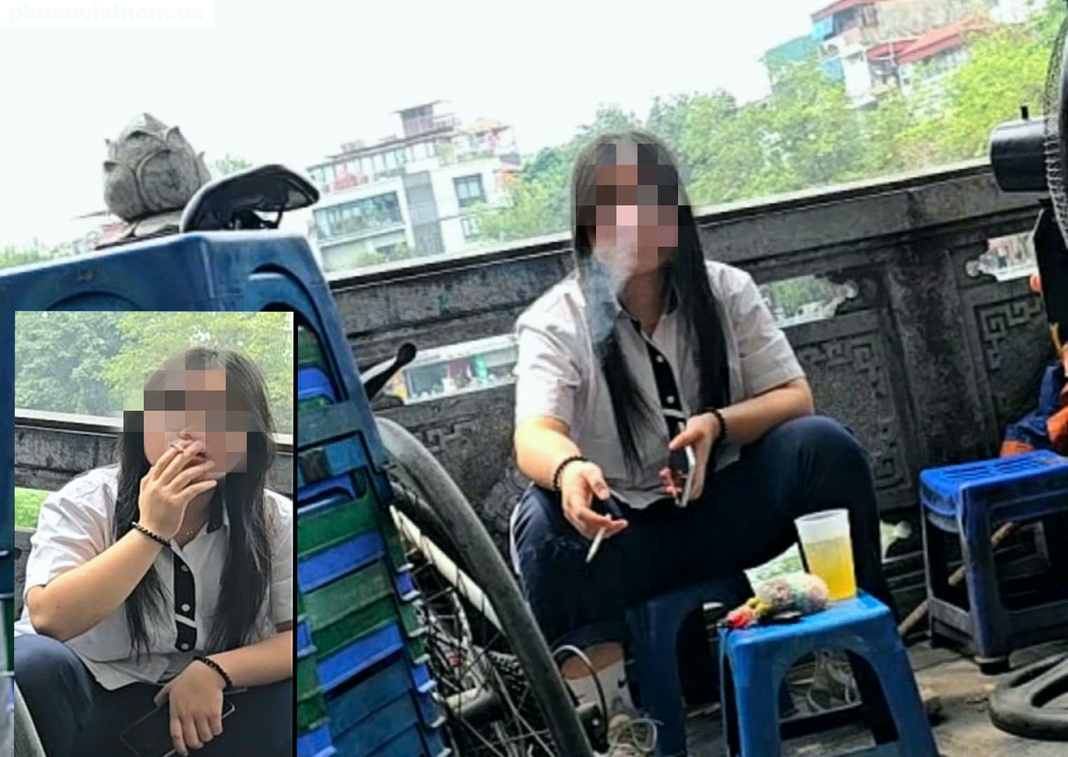 H&agrave; Nội: Học sinh tụ tập h&uacute;t thuốc quanh cổng trường, đi xe m&aacute;y kh&ocirc;ng đội mũ bảo hiểm- Ảnh 8.