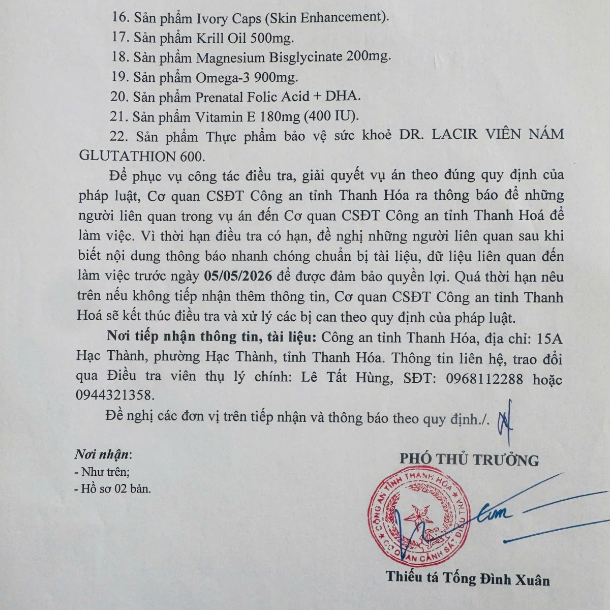 Danh s&aacute;ch 22 lọai thực phẩm chức năng giả cần b&aacute;o C&ocirc;ng an trước 30 / 4 / 2026 - Ảnh 2.