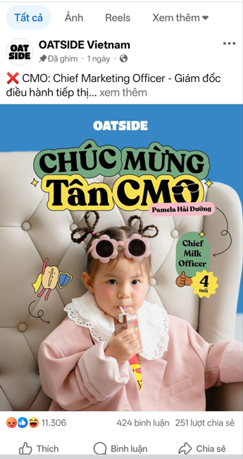 Oatside g&acirc;y bức x&uacute;c khi d&ugrave;ng h&igrave;nh ảnh b&eacute; Pamela Hải Đường trong tuyển dụng CMO - Ảnh 1.