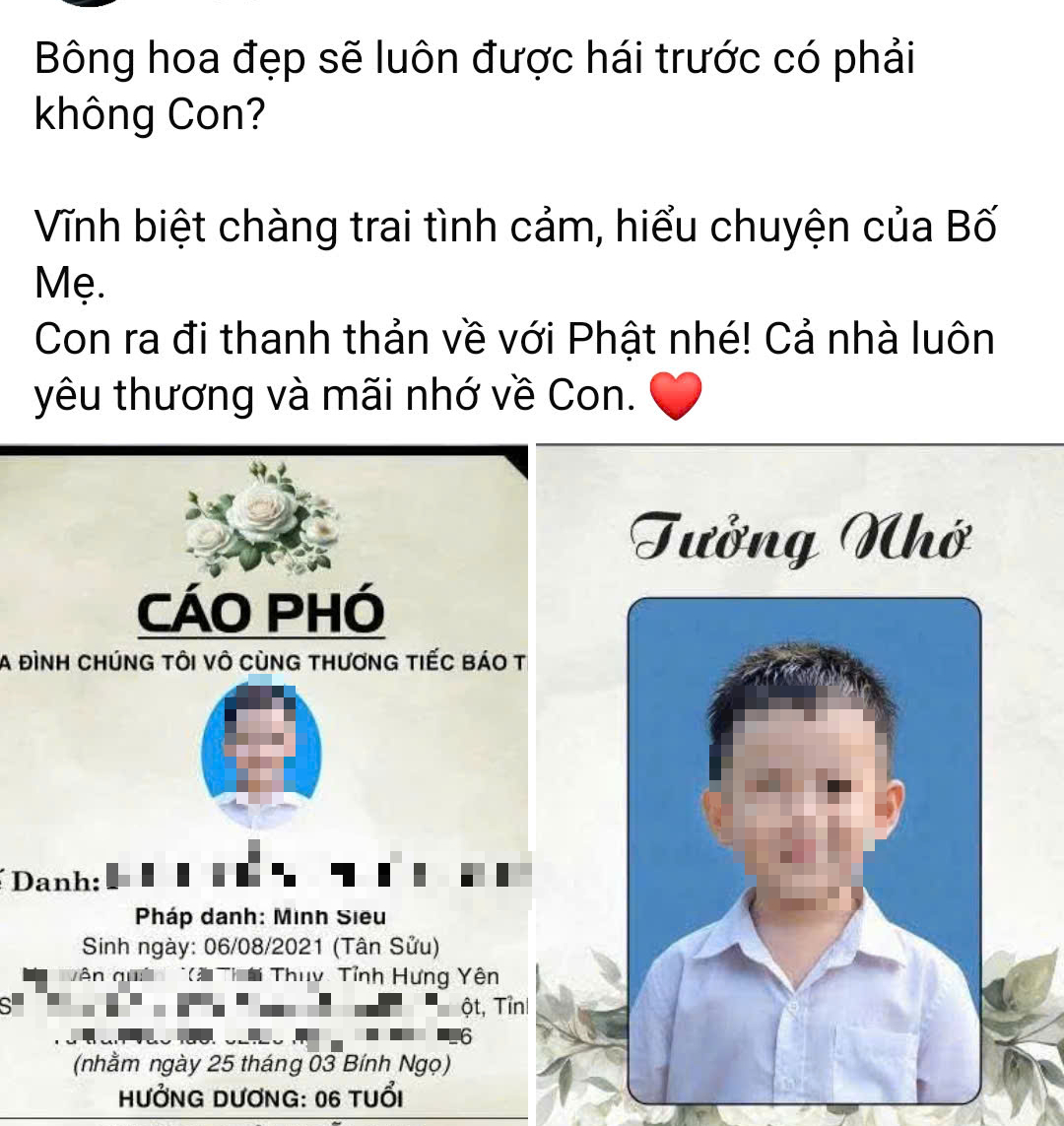 B&eacute; trai 6 tuổi tử vong thương t&acirc;m v&igrave; vi&ecirc;m m&agrave;ng n&atilde;o mủ , lời tiễn biệt của mẹ nghẹn l&ograve;ng - Ảnh 1.