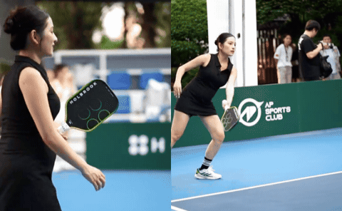 Nữ ca sĩ Sara Lưu mang thai đôi 4 tháng gây sốt tại sự kiện pickleball - Ảnh 1. Nữ ca sĩ Sara Lưu mang thai đôi 4 tháng gây sốt tại sự kiện pickleball - Ảnh 1.