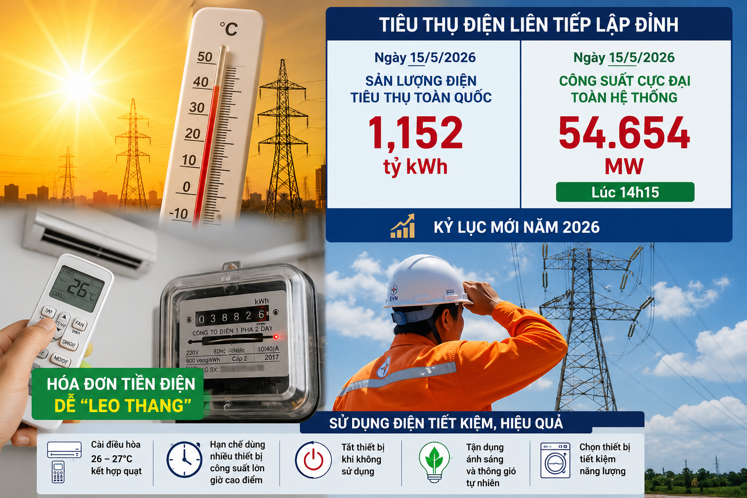 Tất cả người d&acirc;n cần đặc biệt lưu &yacute; khung giờ d&ugrave;ng điện khiến h&oacute;a đơn tăng vọt trong m&ugrave;a nắng n&oacute;ng  - Ảnh 2.