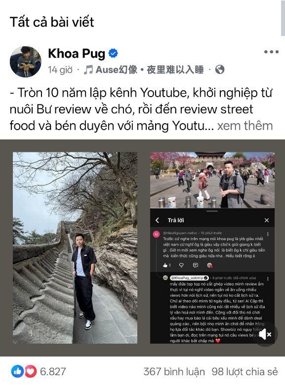 Khoa Pug l&ecirc;n tiếng về k&ecirc;nh YouTube sau 10 năm hoạt động v&agrave; những th&ocirc;ng tin ti&ecirc;u cực - Ảnh 1.