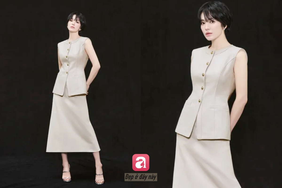 Song Hye Kyo vừa cắt kiểu t&oacute;c n&agrave;y v&agrave; lập tức trở th&agrave;nh h&igrave;nh mẫu của phụ nữ ngo&agrave;i 40 - Ảnh 5.