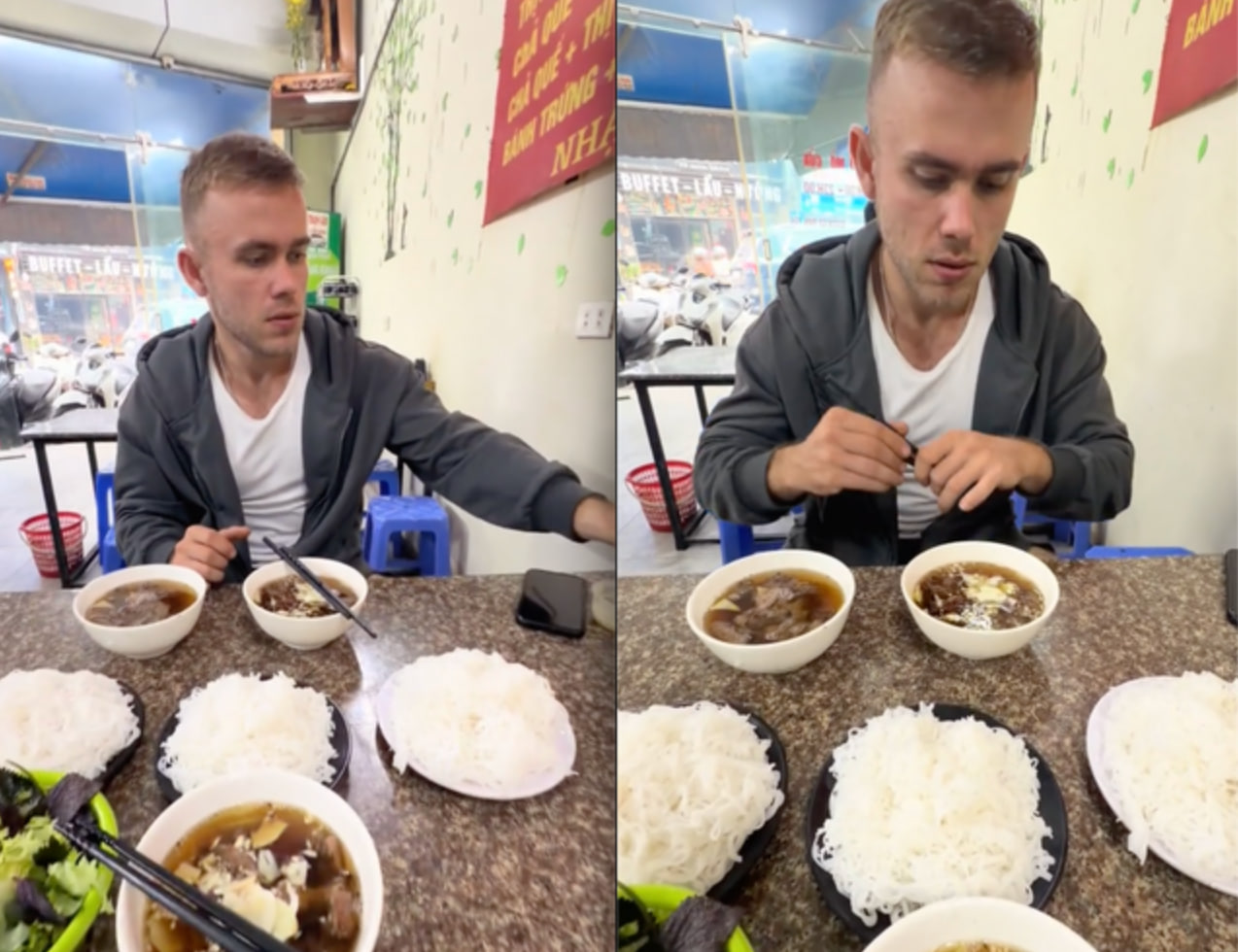 Nữ du kh&aacute;ch Ph&aacute;p lạy chủ qu&aacute;n sau khi thưởng thức b&uacute;n chả H&agrave; Nội ngon tuyệt - Ảnh 8.