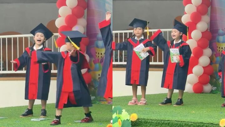 Khoảnh khắc em b&eacute; mẫu gi&aacute;o kh&oacute;c m&uacute;a: H&agrave;i hước v&agrave; cảm động trong lễ ra trường - Ảnh 1.